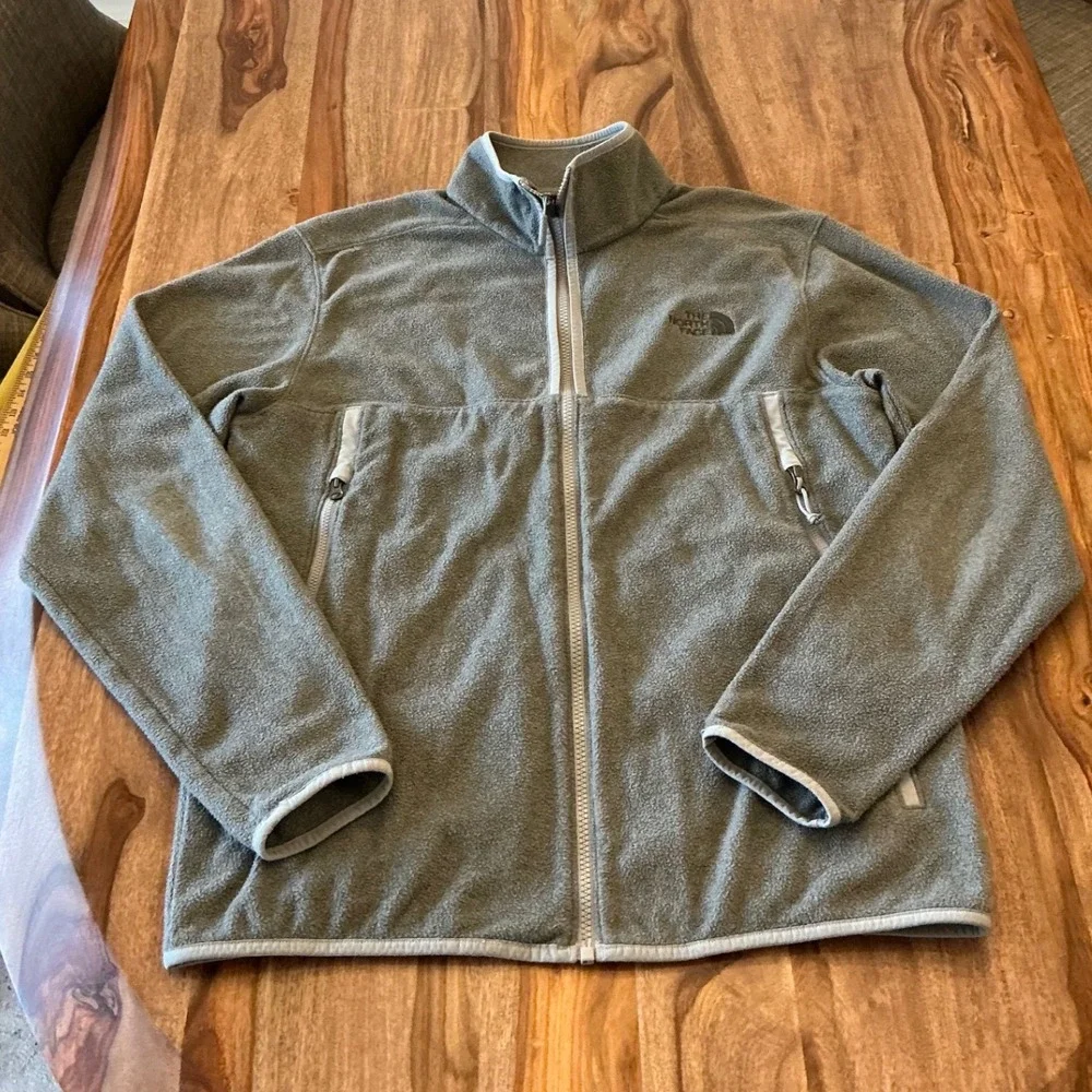 The North Face Glacier Alpine Jacket Mens M Gray Full Zip Fleece Hiking NF0A3MFV